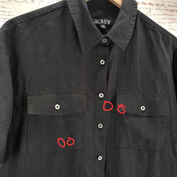 J.Crew Women's Size XS Black 100% Linen Utility Shirt Dress Short Sleeve C1926 - Picture 4 of 9